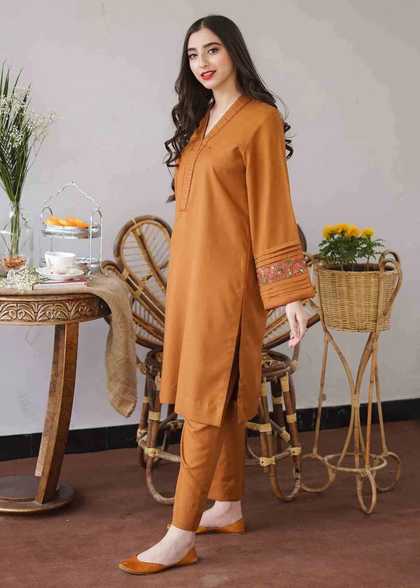 QN400 WINTER 3PC Dhanak suit with Embroidered Shawll - Qirat Noman