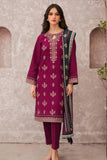 QN619-jazmin Winter 3PC Dhanak Embroidered suit with Printed Shawll