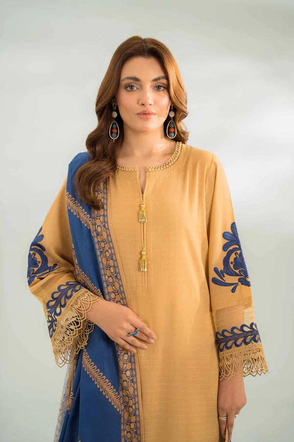 QN751-SUMMER 3PC Lawn Embroidered Shirt With Chiffon Embroidered Dupatta - Qirat Noman