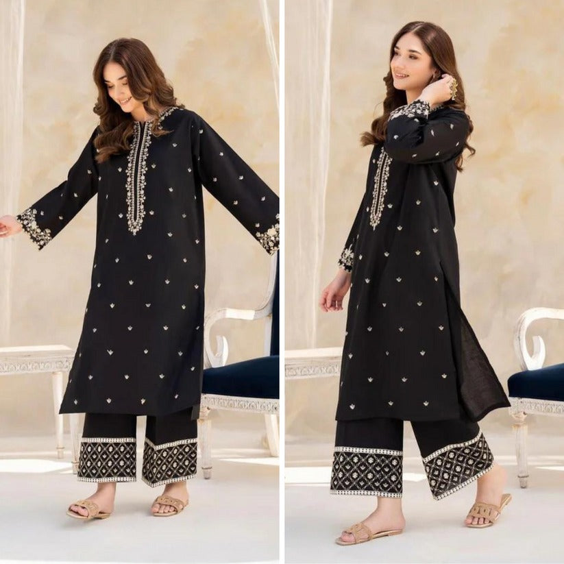 QN797-2Pc Summer Embroidered Lawn Suite With Fully Embroidered trouser & Patches - Qirat Noman