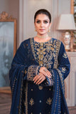 QN607-WINTER Embroidered Velvet Three piece With Embridered Chiffon Duppatta