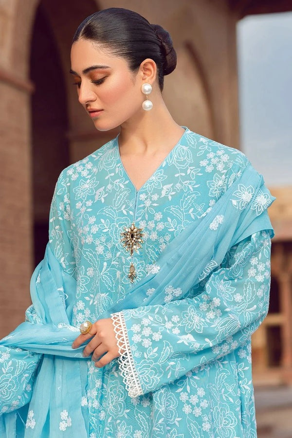 QN209 Bareeze Embroidered Summer 3pc lawn dress with embroidered chiffon dupatta - Qirat Noman