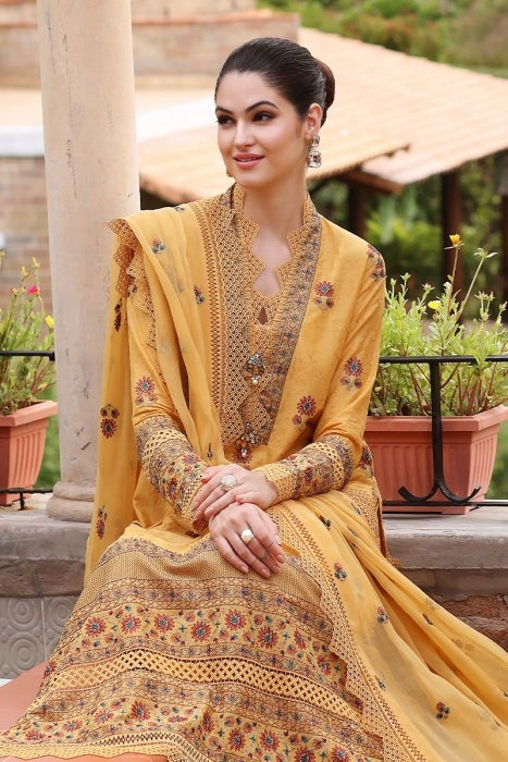 QN289 BAREEZE EMBROIDERED Summer 3PC LAWN DRESS WITH EMBROIDERED CHIFFON DUPATTA - Qirat Noman