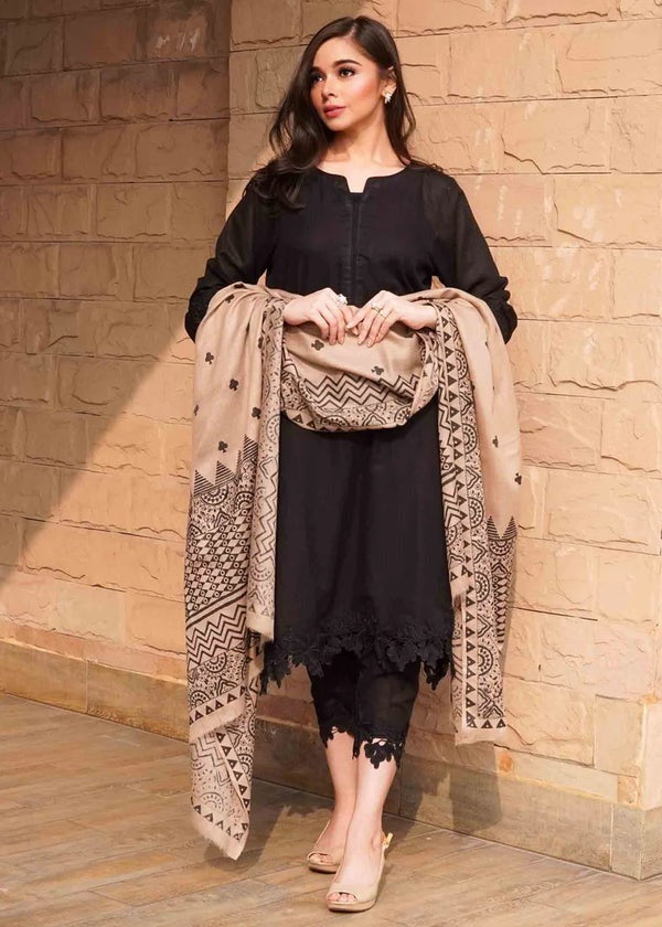 QN557 3PC Dhannak Winter Embroidered suit with Printed Shawll - Qirat Noman