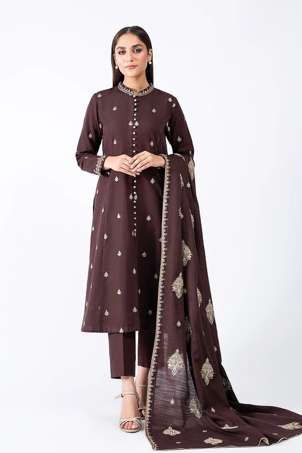 QN604 WINTER 3Pc Embroidered Dhanak Suit with Heavy Embroidered Dhanak Shawll - Qirat Noman