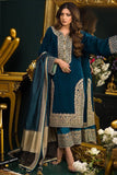 QN414 WINTER 3PC Unstitched Embroidered Velvet Dress with Silk Trouser
