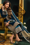 QN414 WINTER 3PC Unstitched Embroidered Velvet Dress with Silk Trouser