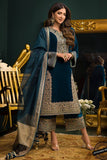QN414 WINTER 3PC Unstitched Embroidered Velvet Dress with Silk Trouser