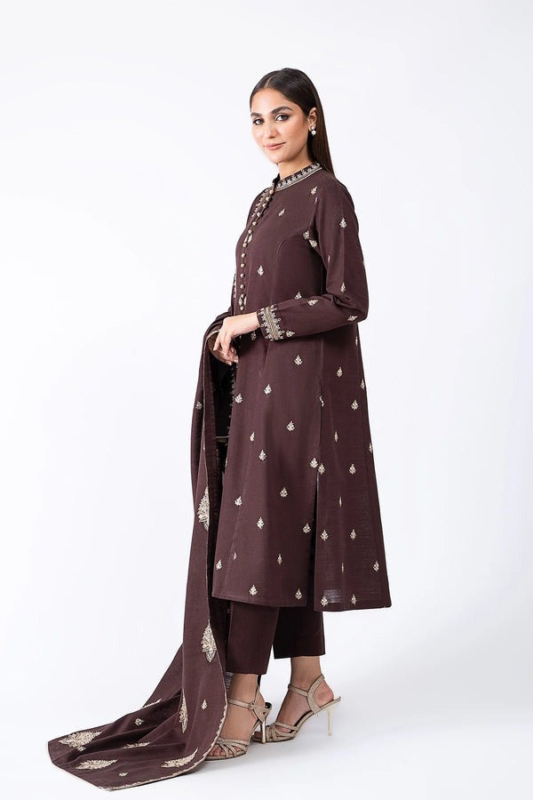 QN604 WINTER 3Pc Embroidered Dhanak Suit with Heavy Embroidered Dhanak Shawll - Qirat Noman