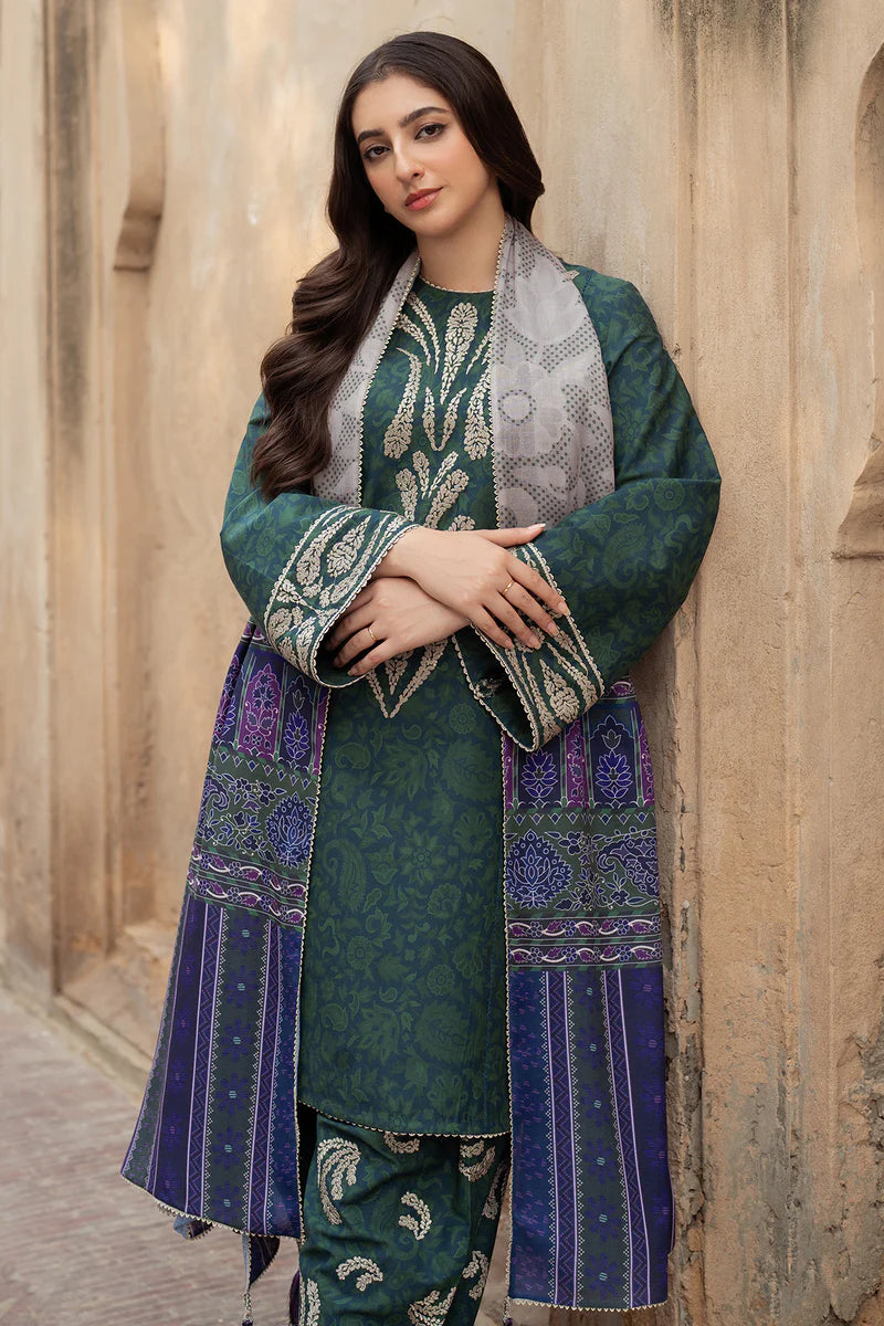 QN833 WINTER 3PC wool karndi Printed - Qirat Noman