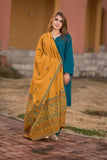 QN554-3 Piece Dhanak Suit with digital printed wool shawll