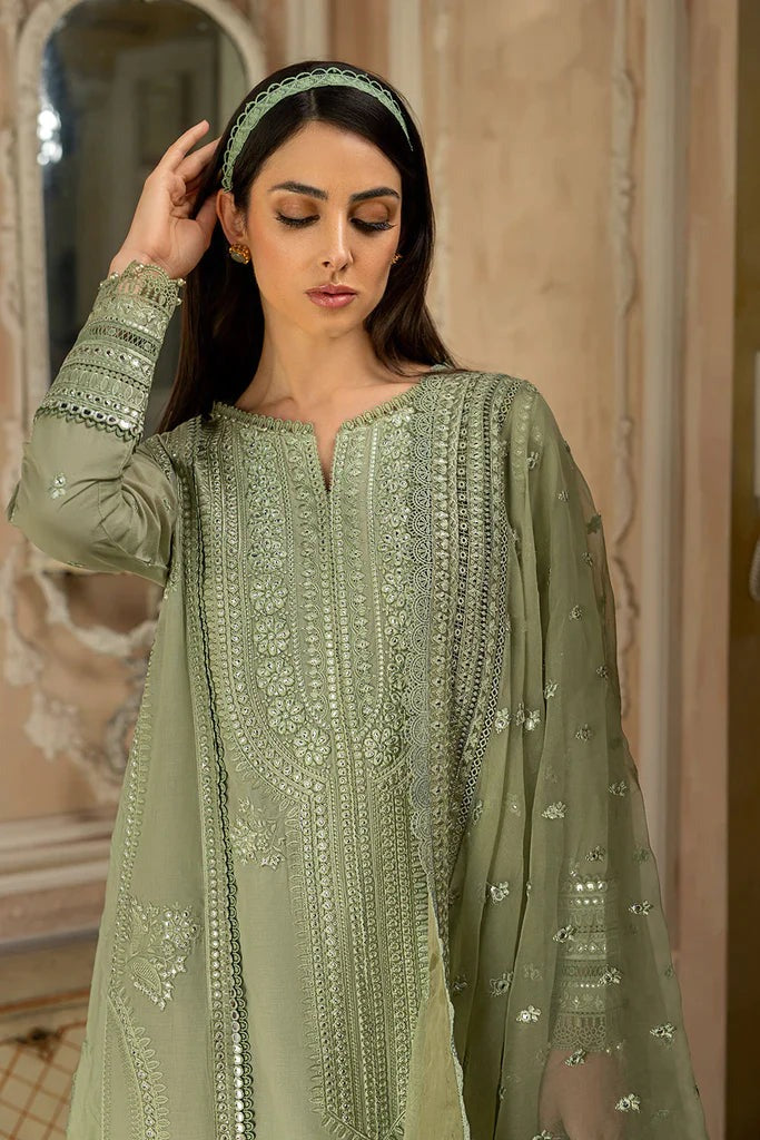 QN223 SOBIA NAZIR EMBROIDERED 3PC  Summer LAWN DRESS WITH Embroidered Organza Dopata - Qirat Noman