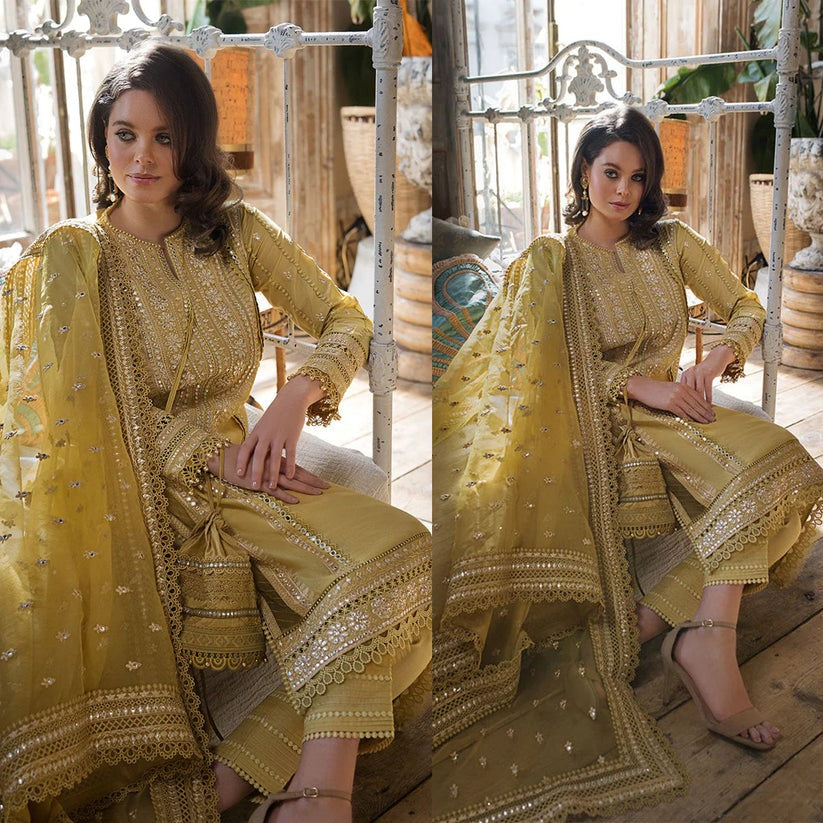 QN224 SOBIA NAZIR EMBROIDERED 3PC Summer  LAWN DRESS WITH Embroidered Organza Dopata - - Qirat Noman