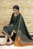QN411-3PC Unstitched Dhanak Embroidered Suit with PRINTED Shawll