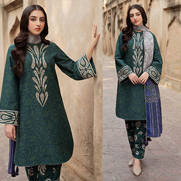 QN833 WINTER 3PC wool karndi Printed - Qirat Noman