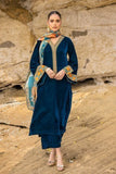 QN821-WINTER Velvet Embroidered printed duppatta Winter Collection