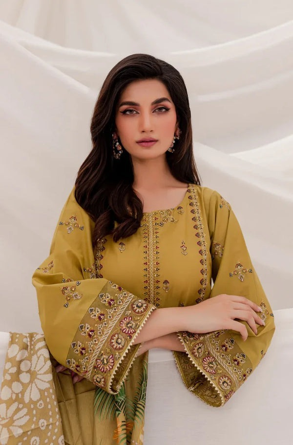 QN826 WINTER 3PC Dhannak Embroidered suit with Printed Shawll - Qirat Noman