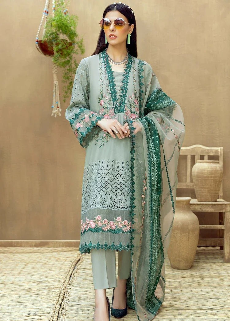 QN-260-ADAN LIBAS Summer Embroidered Unstitched 3 Piece Lawn Suit - Qirat Noman