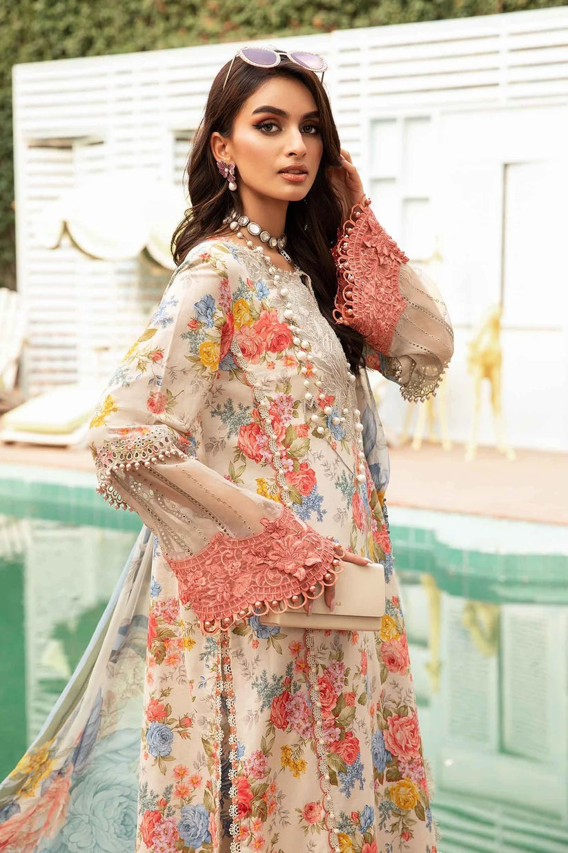 QN789-3 Piece Unstitched Digital Printed Airjet Summer  Lawn Suit - Qirat Noman