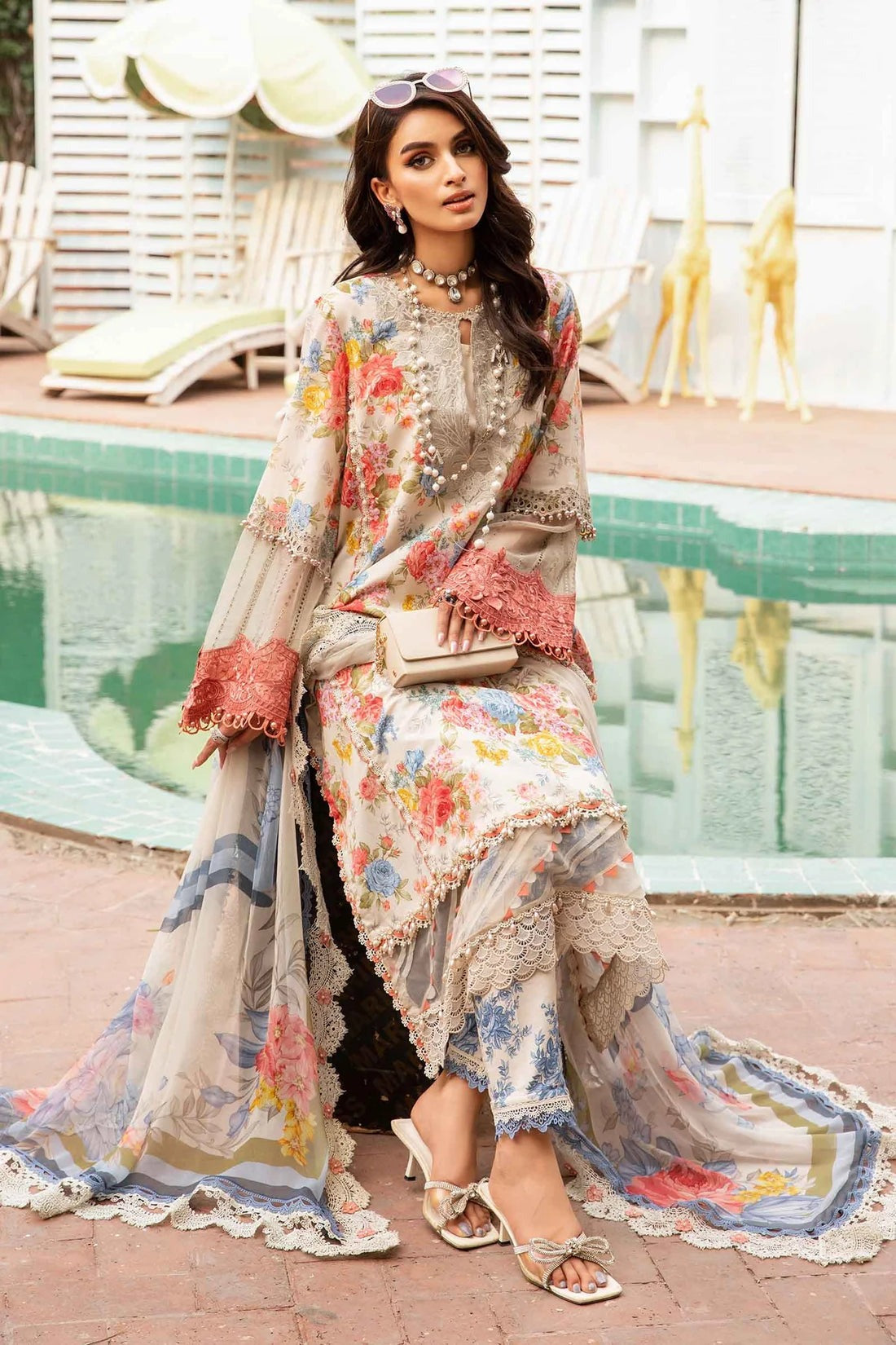 QN789-3 Piece Unstitched Digital Printed Airjet Summer  Lawn Suit - Qirat Noman