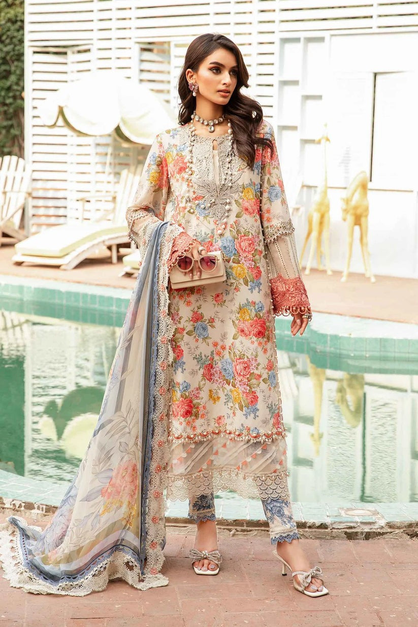 QN789-3 Piece Unstitched Digital Printed Airjet Summer  Lawn Suit - Qirat Noman