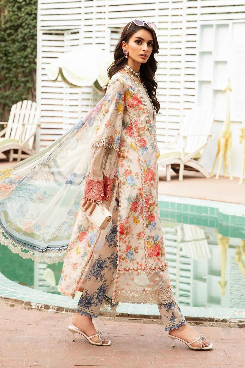 QN789-3 Piece Unstitched Digital Printed Airjet Summer  Lawn Suit - Qirat Noman