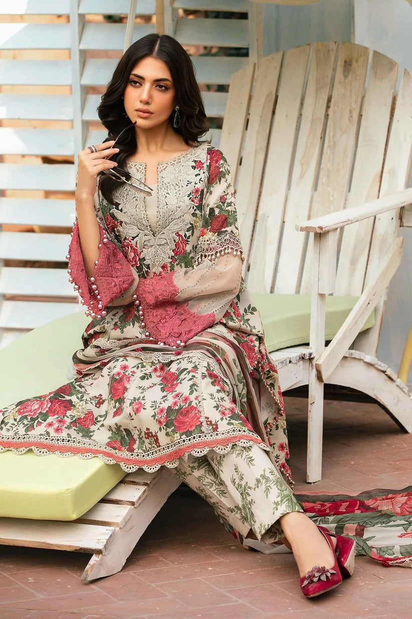 QN785-3 Piece Unstitched Digital Printed Summer Airjet Lawn Suit - Qirat Noman