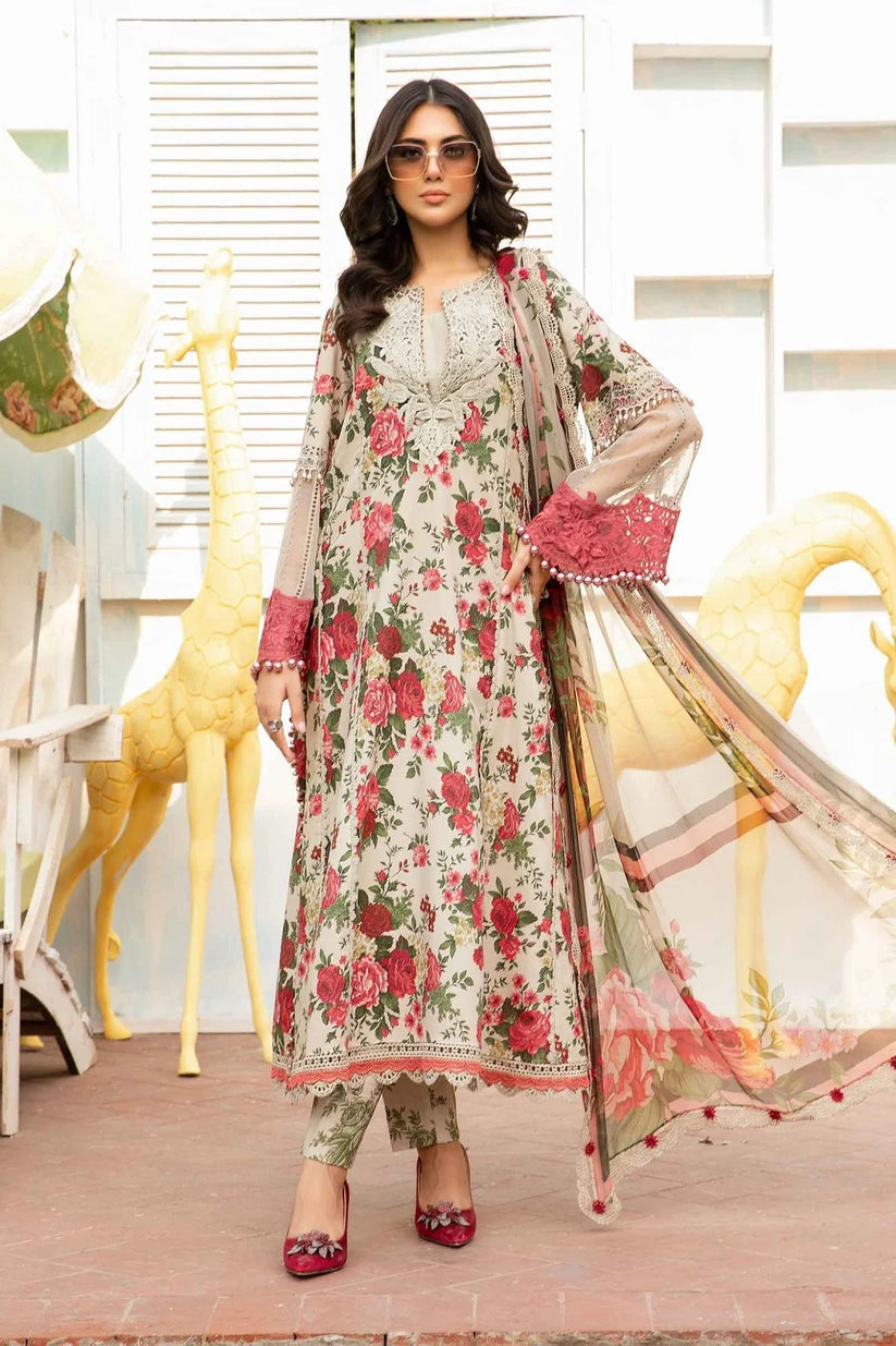 QN785-3 Piece Unstitched Digital Printed Summer Airjet Lawn Suit - Qirat Noman