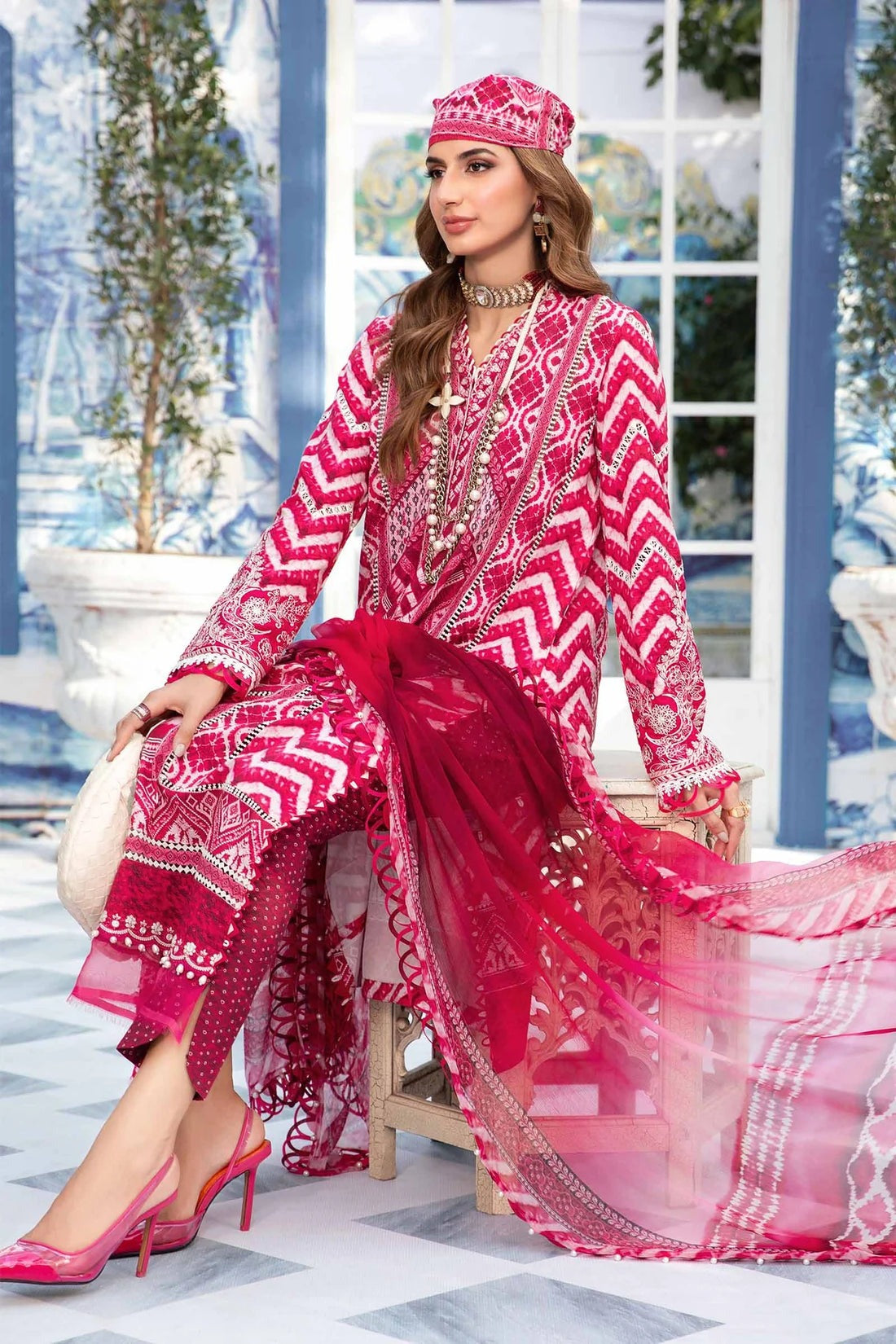 QN792-3 Piece Unstitched Digital Printed Airjet Summer  Lawn Suit - Qirat Noman