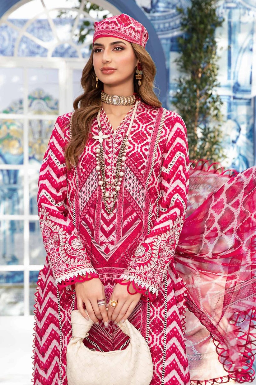 QN792-3 Piece Unstitched Digital Printed Airjet Summer  Lawn Suit - Qirat Noman