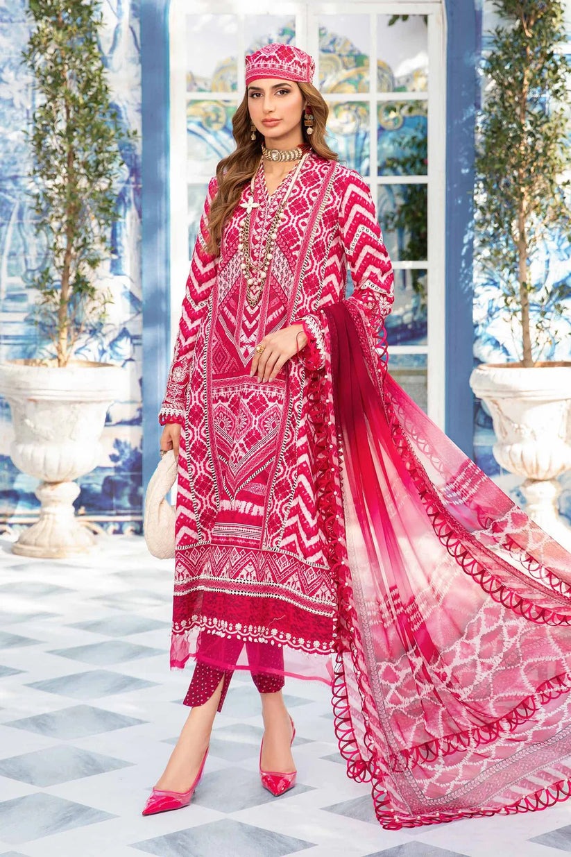 QN792-3 Piece Unstitched Digital Printed Airjet Summer  Lawn Suit - Qirat Noman