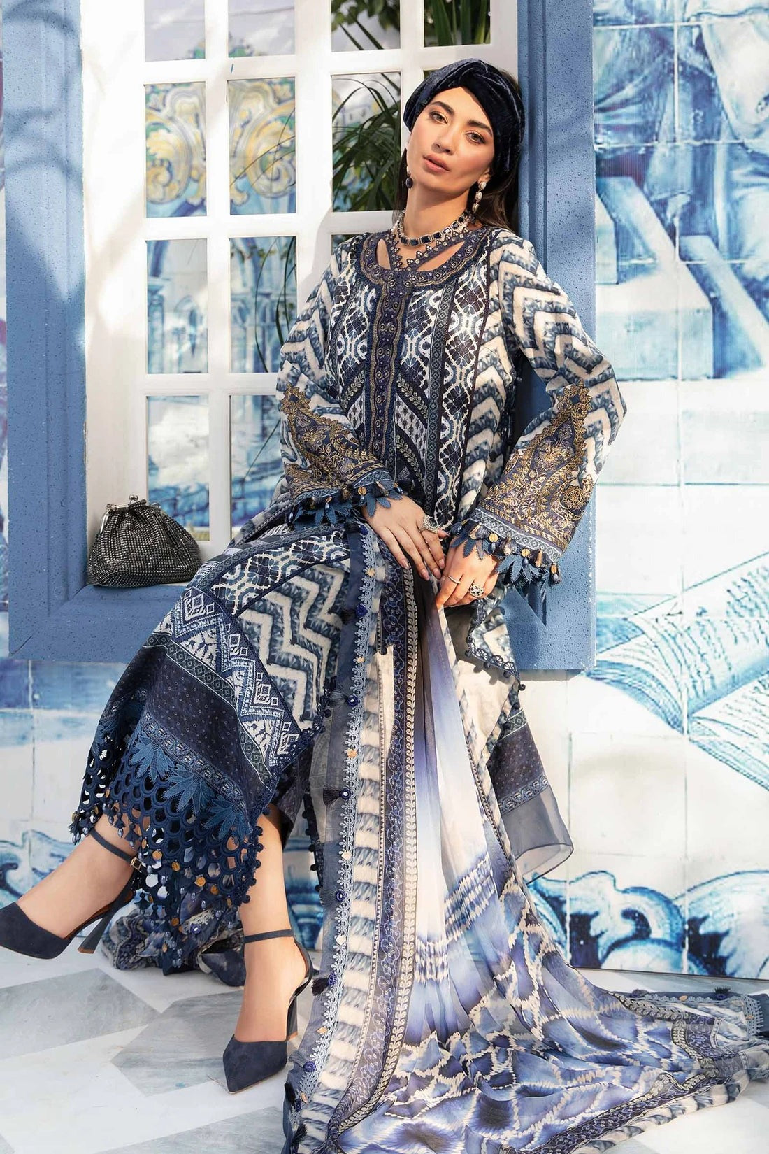 QN793-3 Piece Unstitched Digital Printed Airjet Summer  Lawn Suit - Qirat Noman