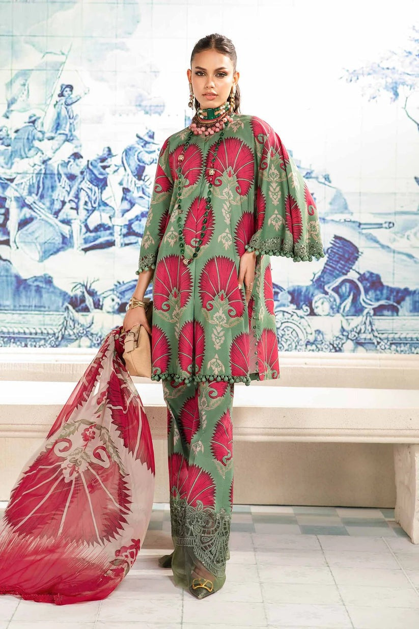 QN788-3 Piece Unstitched Digital Printed Airjet Summer  Lawn Suit - Qirat Noman