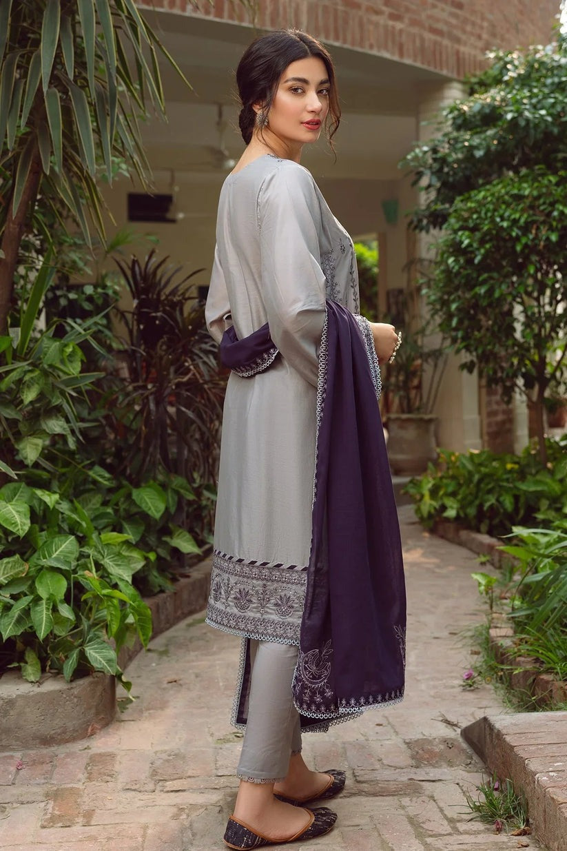 QN222-Jazmin - 3PC Summer Lawn Embroidered Shirt with Bamber Chiffon Embroidered Dupatta and Lawn Trousers - Qirat Noman