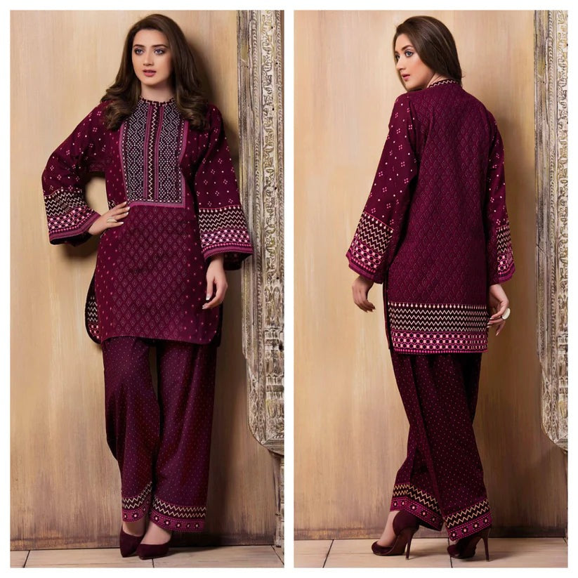 QN015-Laj wanti 2Pc Summer Embroidered Lawn Suite With Fully Embroidered trouser & Patches - Qirat Noman