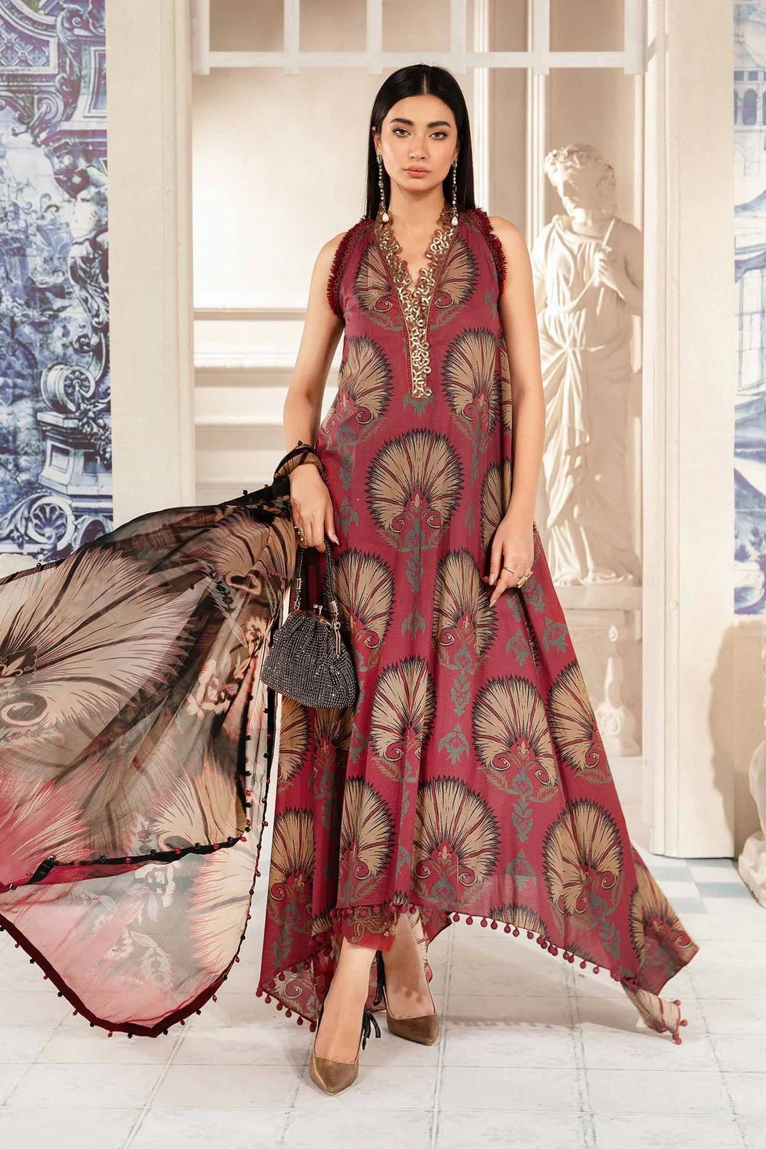 QN790-3 Piece Unstitched Summer Digital Printed Airjet Lawn Suit - Qirat Noman