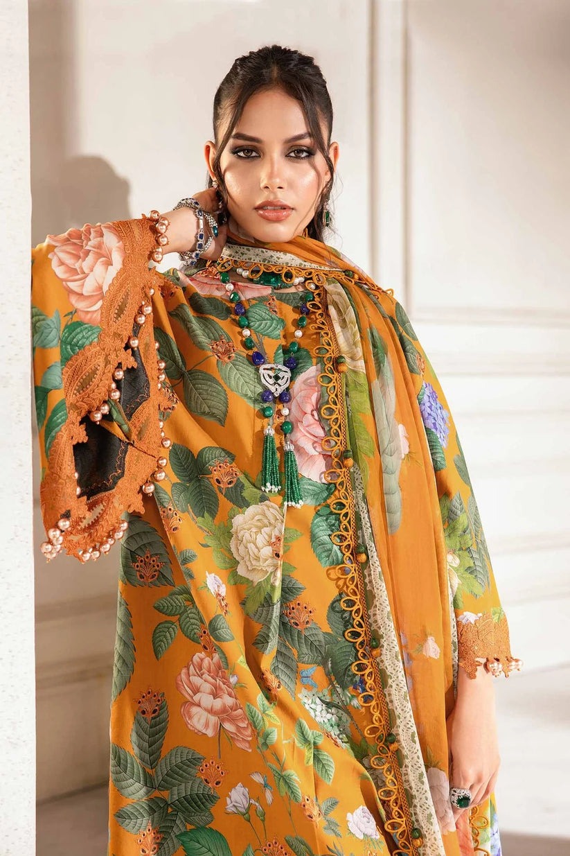 QN787-3 Piece Summer Unstitched Digital Printed Airjet Lawn Suit - Qirat Noman