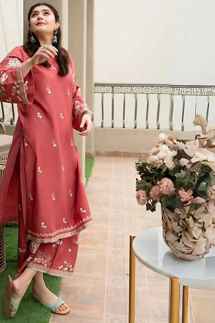 QN825 2PC Winter DHANAK EMBROIDERED SHIRT AND TROUSER - Qirat Noman