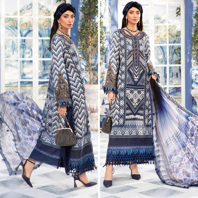 QN793-3 Piece Unstitched Digital Printed Airjet Summer  Lawn Suit - Qirat Noman