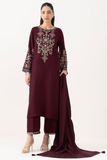 QN1241 UNSTITCHED WINTER BATIK-3PC Unstitched DHANAK EMBROIDERED SHIRT WITH SHAWL & TROUSER