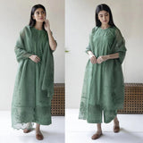 QN732-SUMMER 3PC Lawn Embroidered Shirt With Organza Embroidered Dupatta unstitch
