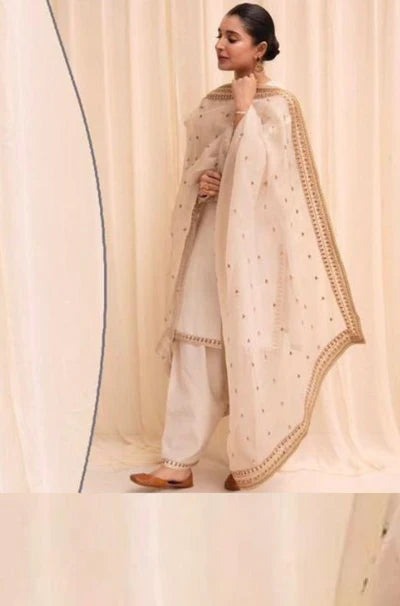 QN778-SUMMER 3PC Lawn Embroidered Shirt With Organza Embroidered Dupatta - Qirat Noman