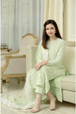 QN001 -Pista- 3PC Lawn Heavy Embroidered Shirt With Organza Embroidered Dupatta