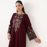 QN1241 UNSTITCHED WINTER BATIK-3PC Unstitched DHANAK EMBROIDERED SHIRT WITH SHAWL & TROUSER