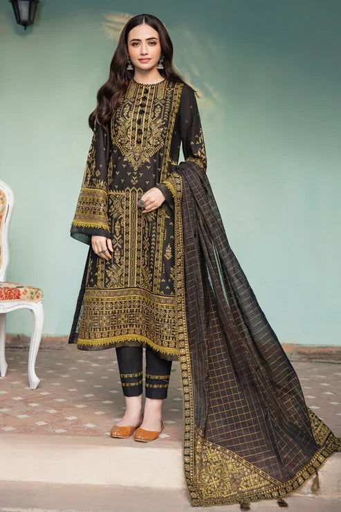 QN759- SUMMER Embroided 3pc Lawn dress with embroidered Dimond dupatta - Qirat Noman