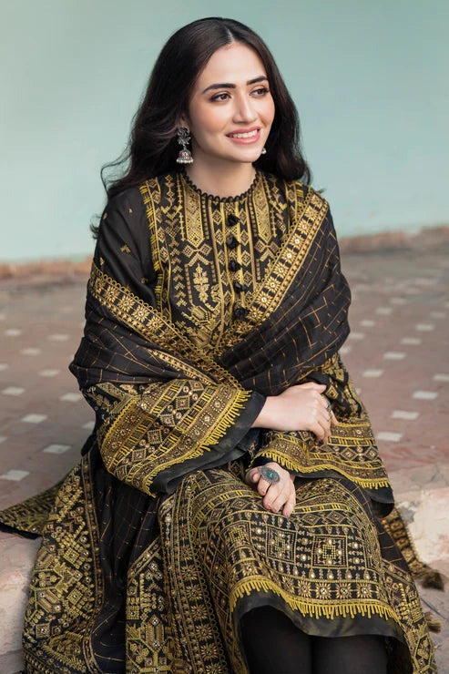 QN759- SUMMER Embroided 3pc Lawn dress with embroidered Dimond dupatta - Qirat Noman