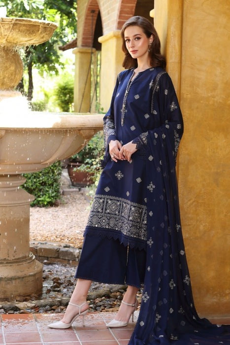 QN236-BAREEZE-EMBROIDERED 3PC Summer  LAWN DRESS WITH EMBROIDERED CHIFFON DUPATTA - Qirat Noman