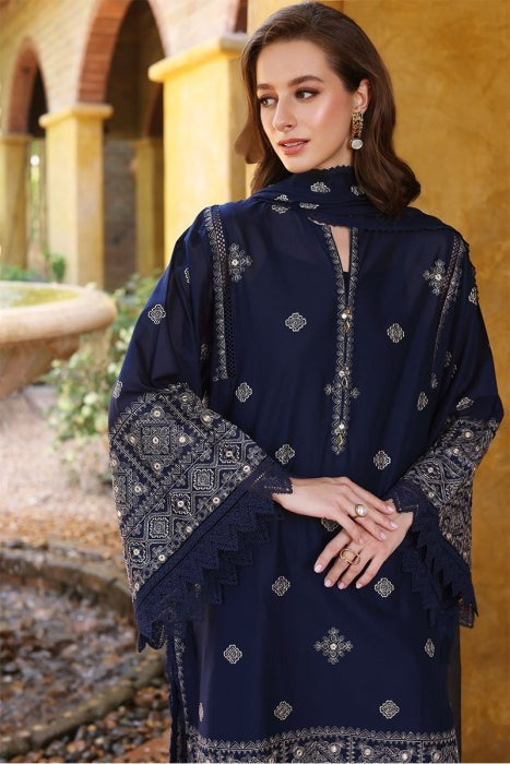 QN236-BAREEZE-EMBROIDERED 3PC Summer  LAWN DRESS WITH EMBROIDERED CHIFFON DUPATTA - Qirat Noman