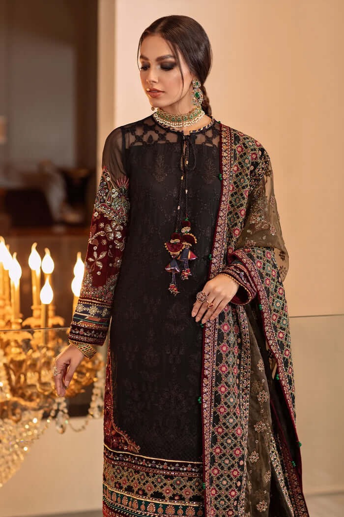 QN133-3 Piece Summer Unstitched Heavy Embroidered Lawn Suit With Heavy Embroidered Organza Dupatta - Qirat Noman