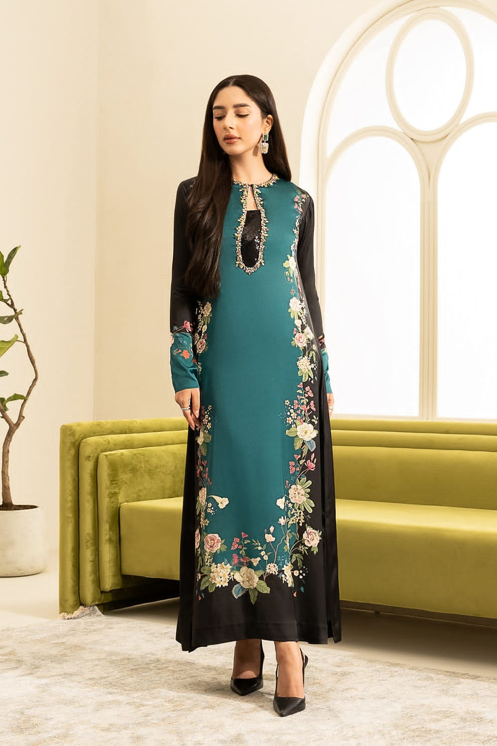 QN828 WINTER 3PC Lulusar shmoz Silk Printed - Qirat Noman